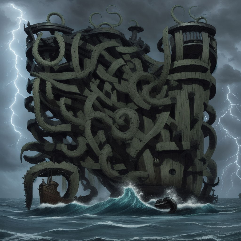 AI QR Art — Kraken vs galleon